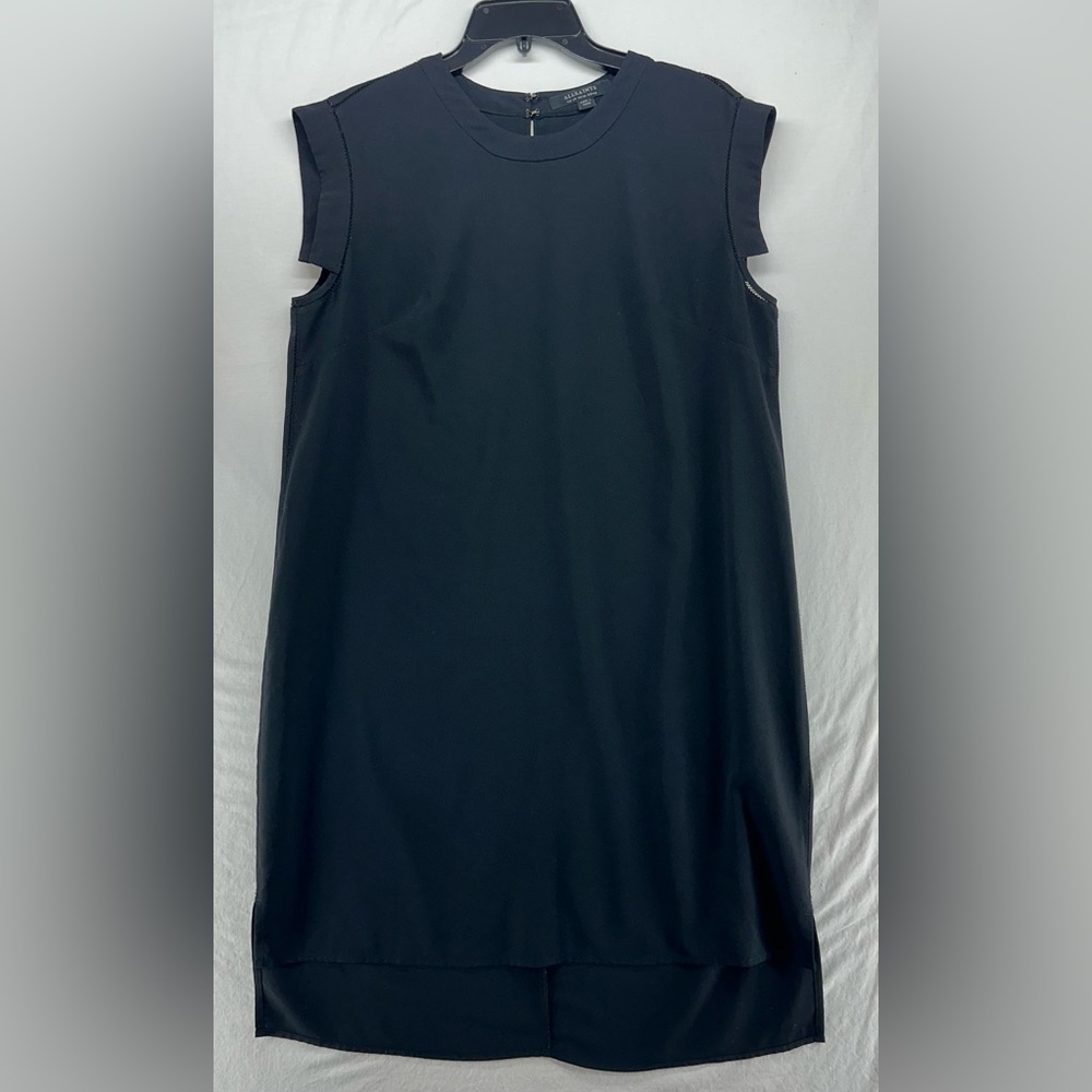 All Saints Tonya Black Sleeveless Shift Dress High Low Size 10